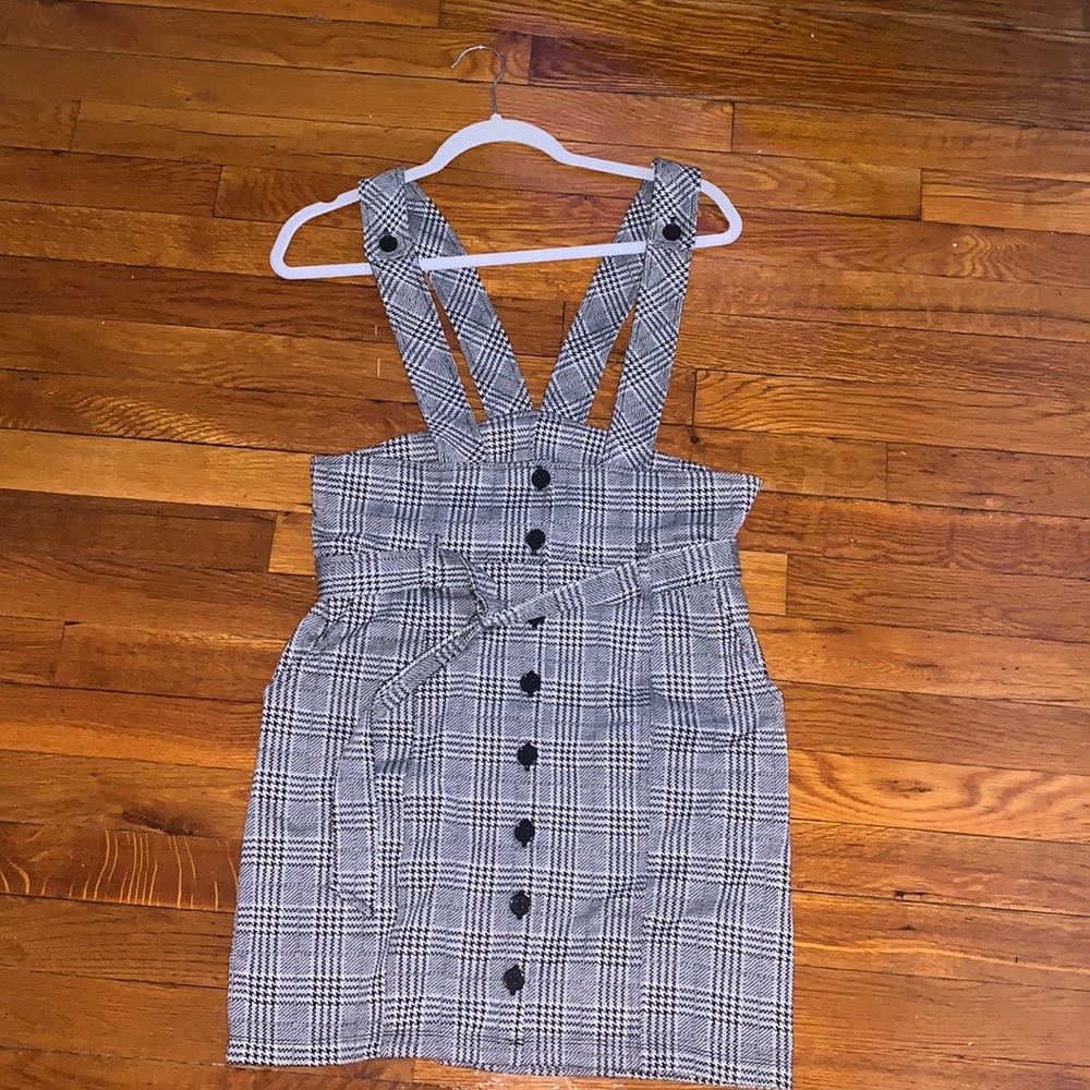 Black & White Mini Overall Dress